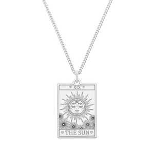 Large Sterling Silver “The Sun” Tarot Card Necklace