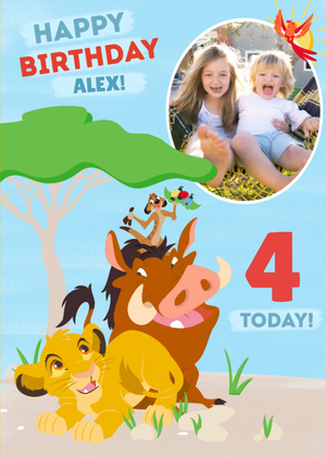 Disney Lion King Birthday Photo upload Card "4" Today!