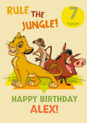 Disney Lion King Happy Birthday Card - Rule The Jungle "7" today