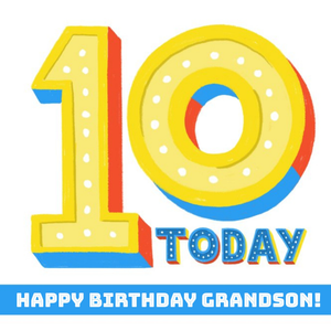 Moonpig Typographic 10 Today Happy Birthday Grandson Card
