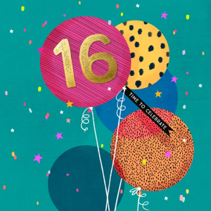 Moonpig Designers Modern Design Balloons 16 Today Time To Celebrate Birthday Card