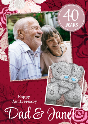 Me To You Tatty Teddy Dad and Partner 40 Year Anniversary Photo Upload Card