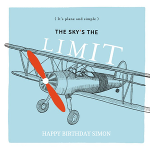Moonpig Birthday Card - The Sky's The Limit - Plane - Plane And Simple