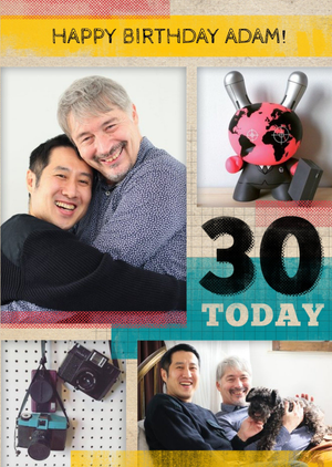Soft Overlay Personalised Photo Upload Happy 30th Birthday Card