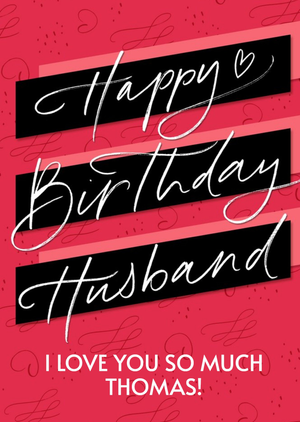 Bright Typographic Husband Birthday Card