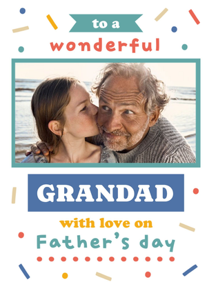To A Wonderful Grandad With Love On Father's Day Typographic Photo Upload Card