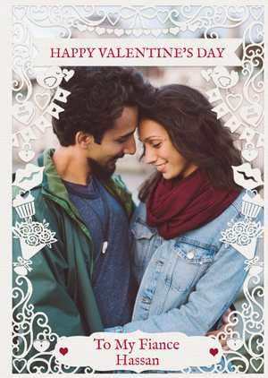 Paper Frames Photo Upload Happy Valentines Day To My Fiance Valentines Day Card