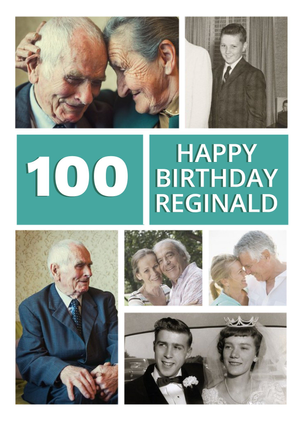 Amazing Centenarian Multi Photo Upload Birthday Card
