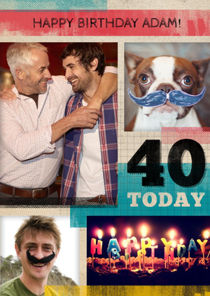 Happy 40th Birthday Card - Photo Birthday Card For Men