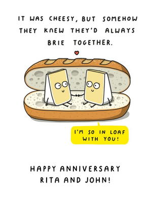 Mungo And Shoddy Cheesy Brie Together Funny Anniversary Card