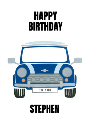 Personalised Vintage Mini Cooper Birthday Card