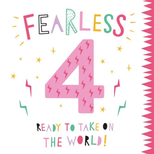 Moonpig Fearless Four Ready To Take On The World Pink Four Card