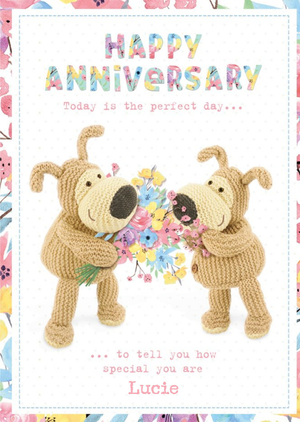 Boofle Happy Anniversary Personalised Text Card