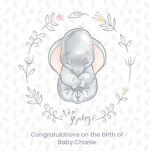 Disney Baby Personalised Dumbo New Baby Card