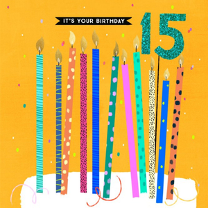 Moonpig Designers Modern Design Candles Cake 15 Its Your Birthday Card