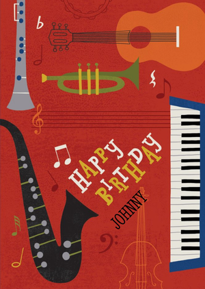 Musical Instruments Personalised Happy Birthday Card