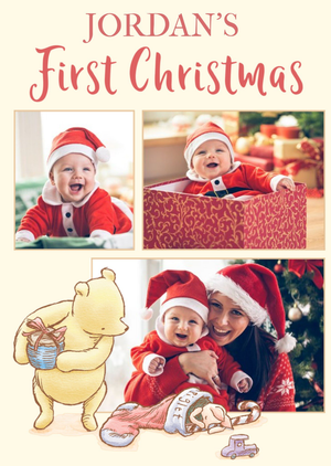 Winnie The Pooh Photo Upload Christmas Card First Christmas