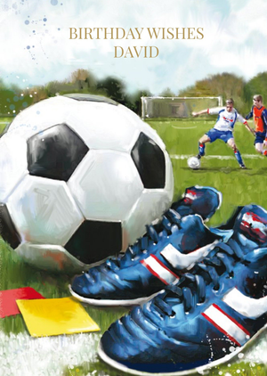 Playing Football Personalised Birthday Card