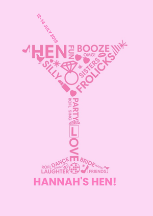 Martini Glass Personalised Hen-Do Party Invitation