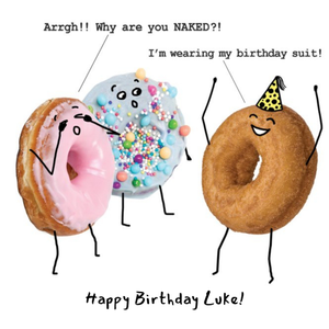 Moonpig Funny Doughnuts Birthday Card - Why Are You Naked?