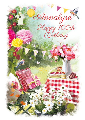 Traditional Garden Afternoon Tea Happy 100th Birthday Card