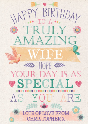 Happy Birthday Card - Truly Amazing Wife