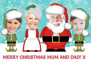 Trading Faces Santa & Family Christmas Card