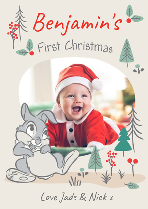 Cute Disney Bambi Photo Upload Baby First Christmas Card
