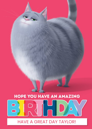 Universal Secret Life Of Pets 2 Kids Amazing Birthday Card featuring Chloe the Cat