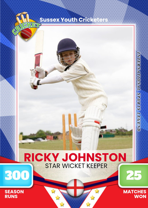 Cricket Sports All Stars Personalised Photo Upload Card For Son