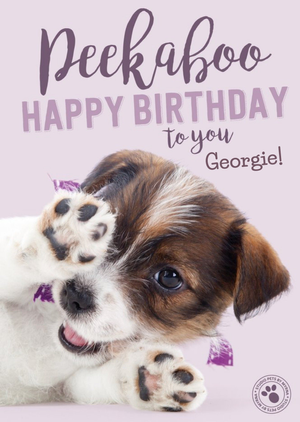 Studio Pets Peekaboo Personalised Text Birthday Card