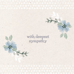 Cream And Blue Flower Personalised With Deepest Sympathy Card