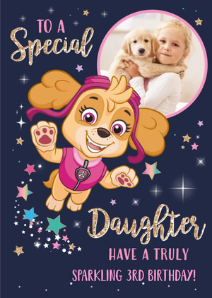 Paw Patrol Birthday Photo upload card To a Special Daughter