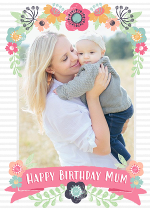 Happy Birthday Card - Happy Birthday Mum - Photo Upload