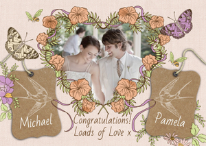 Butterflies and Flowers Personalised Name and Photo Card