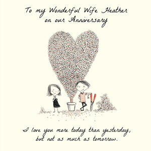 I Love You More Today Than Yesterday Personalised Happy Anniversary Card For Wife