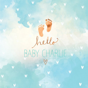 Ling Design New Baby - Mordern - Hello - Baby Boy Footprints
