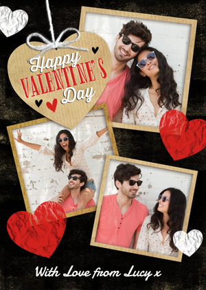 Photo Valentine's Day Card - Personalised Black Valentines Card