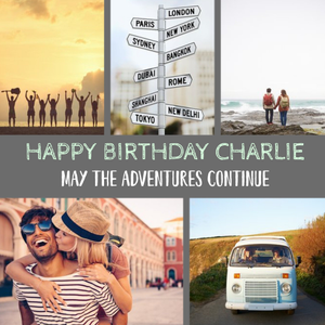Grey Grid Multi-Photo And Personalised Text Card
