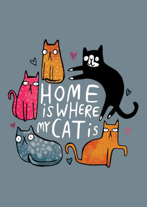 Home Is Where My Cat Is Illustrated New Home Card