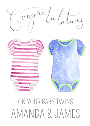 New Born Twins Congratulations Card