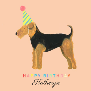 Moonpig Airedale Dog Illustration Personalised Birthday Card