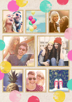 Colourful Spots Personalised Multi-Photo Happy Birthday Card