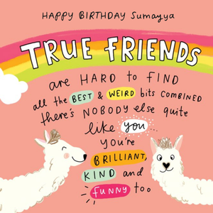 Moonpig Emily Coxhead The Happy News Alpaca Llama True Friend Best Friends Birthday Card