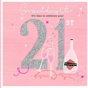 Moonpig Designers Typographic Design Drinks Champagne Granddaughter 21st Birthday Card