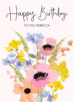 Floral Bunch Of Flowers Happy Birthday Card