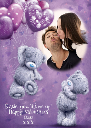 Tatty Teddy With Balloons You Lift Me Up Personalised Photo Upload Valentine's Day Card