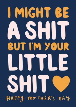 Moonpig Bright Typographic Mother's Day Card From Your Little Shit