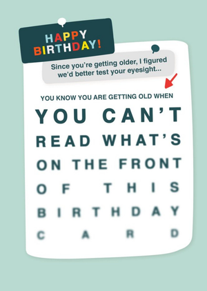 You Know You're Getting Old Eye Test Birthday Card