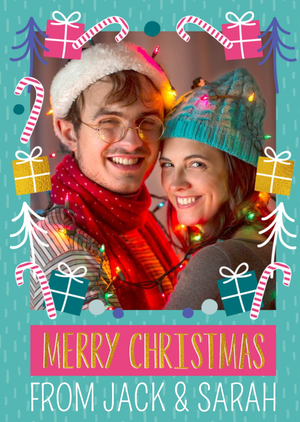 Oh Happy Day Merry Christmas Photo Upload Card